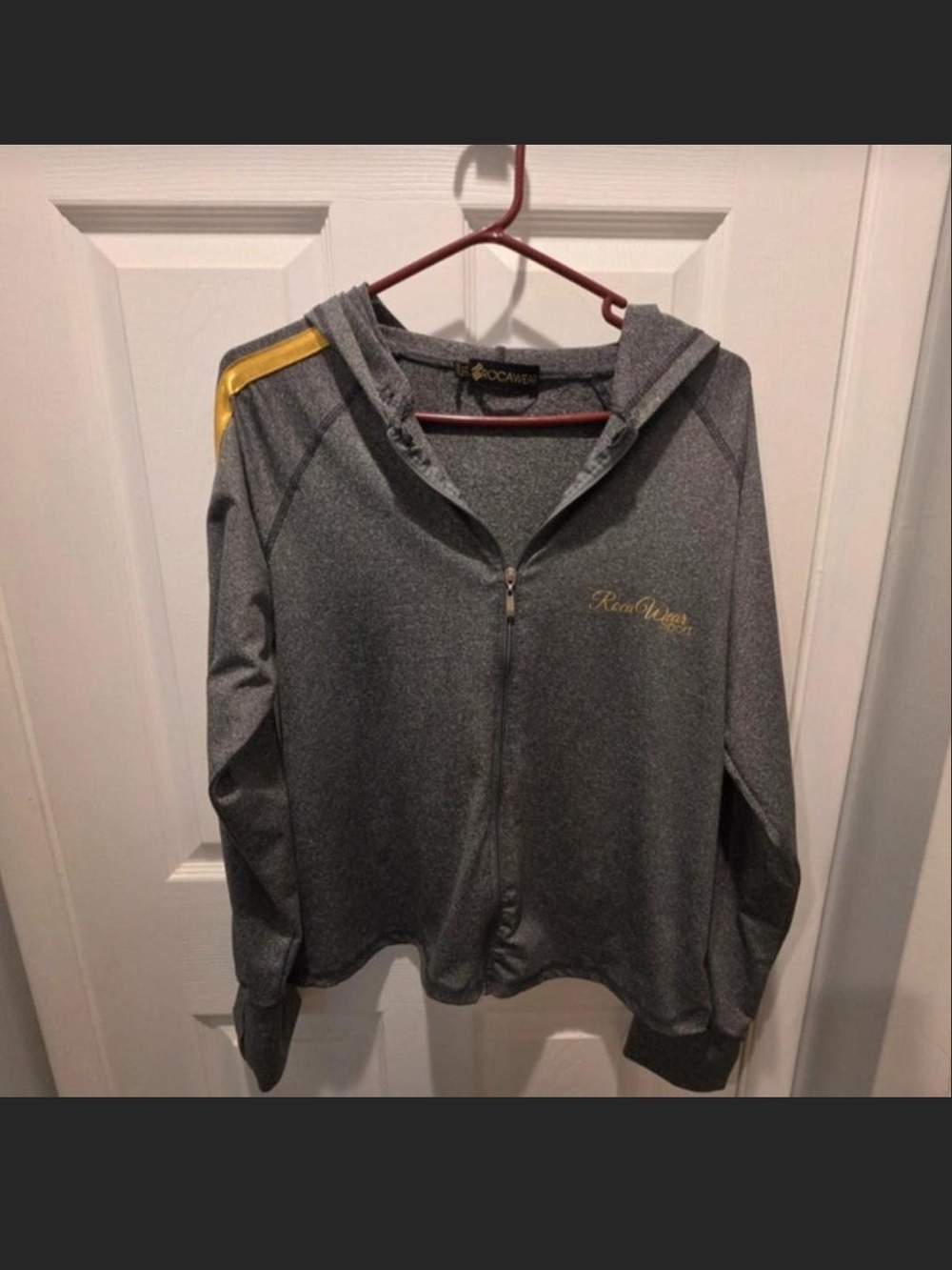 VTG Y2K Rocawear Gray Hooded Track Jacket Gray Gold Size XL